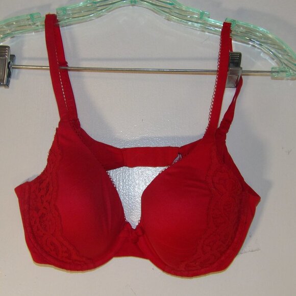 Victoria's Secret Red Lace Detail Bra Sz 34/C - Picture 1 of 7